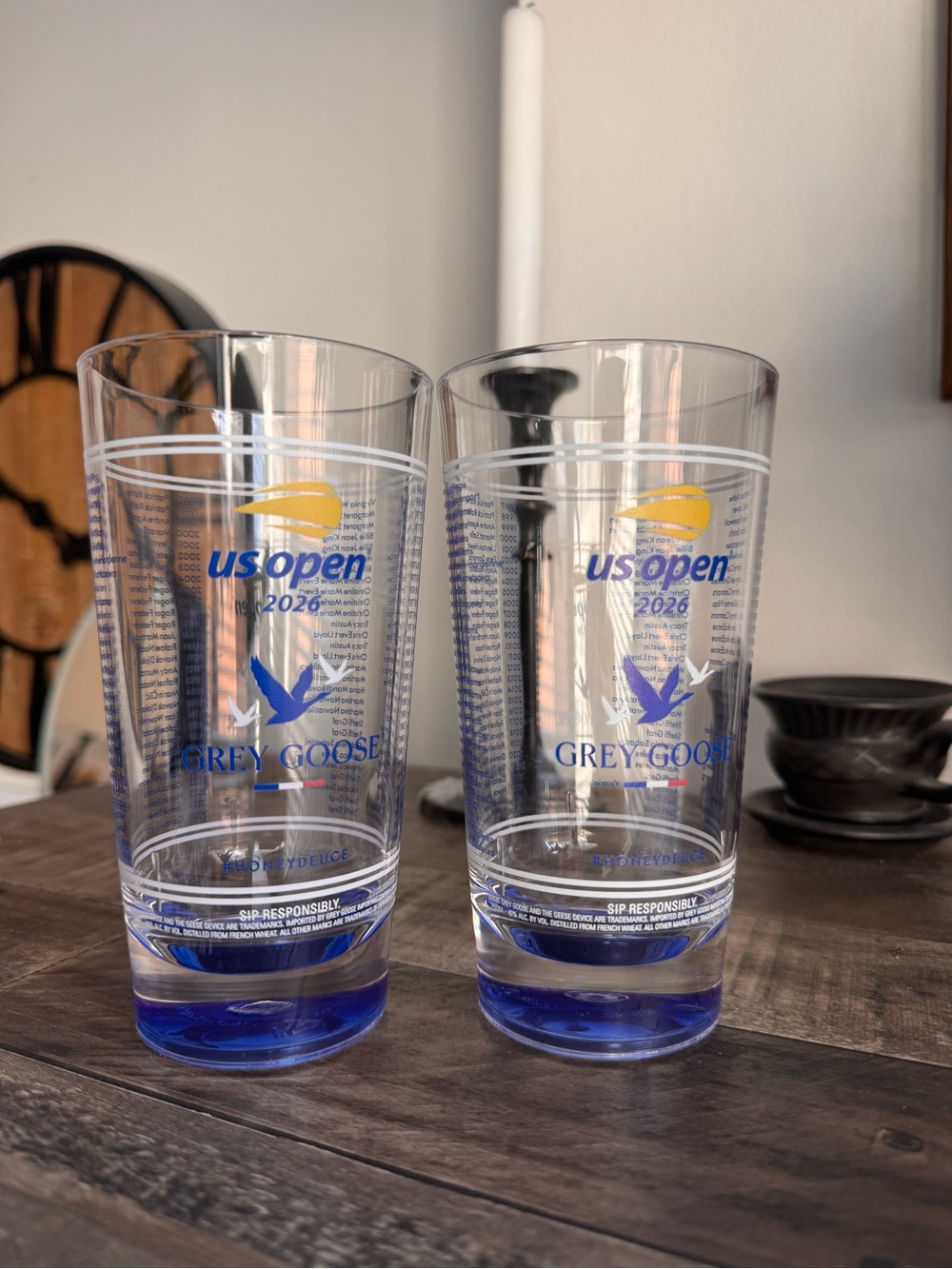 Set of 2 US Open 2026 Grey Goose Honey Deuce Cups Acrylic Souvenir Glasses
